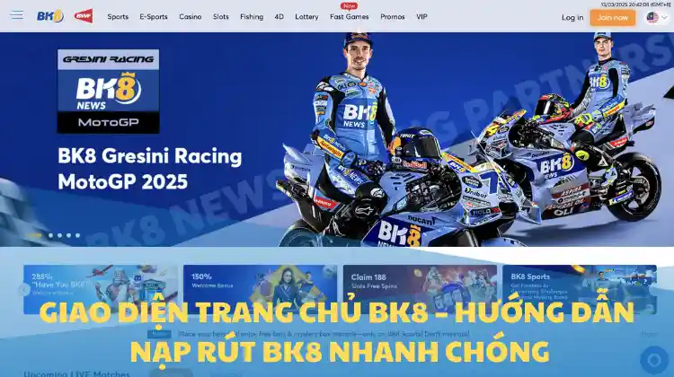 Giao diện trang chủ BK8 – Hướng dẫn nạp rút BK8 nhanh chóng